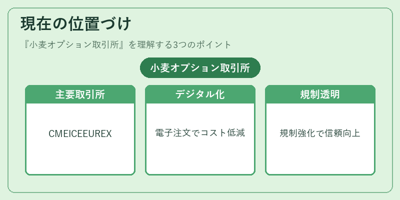 現在の位置づけ（小麦オプション取引所）の図解