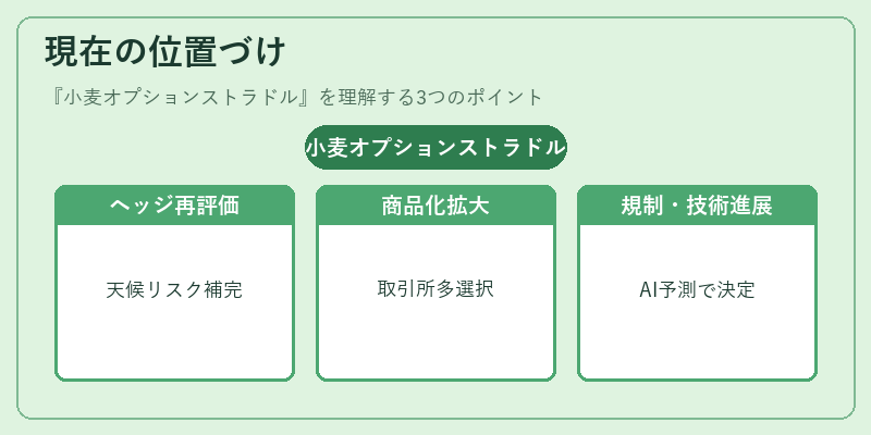現在の位置づけ(小麦オプションストラドル)の図解