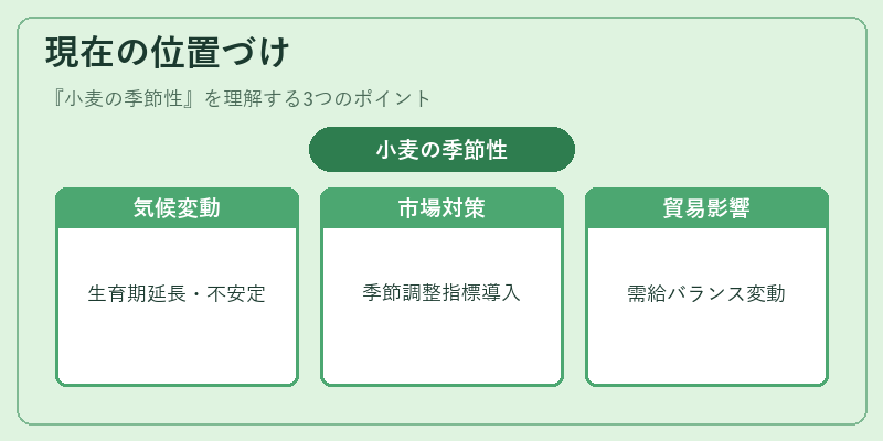 現在の位置づけ（小麦の季節性）の図解