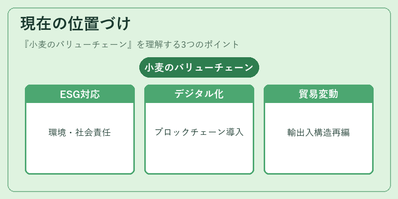 現在の位置づけ（小麦のバリューチェーン）の図解