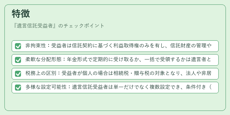 特徴（遺言信託受益者）の図解