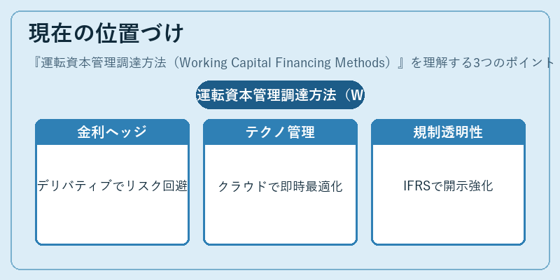 現在の位置づけ（運転資本管理調達方法（Working Capital Financing Methods））の図解