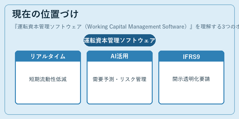 現在の位置づけ（運転資本管理ソフトウェア（Working Capital Management Software））の図解