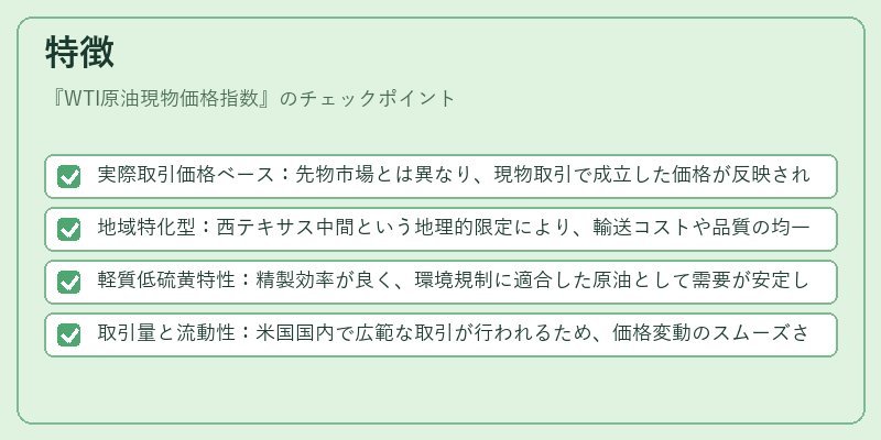 特徴（WTI原油現物価格指数）の図解