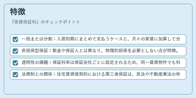 特徴（家賃保証料）の図解