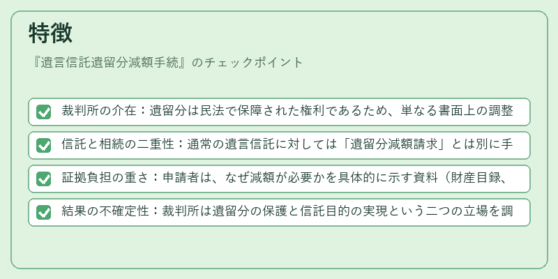 特徴（遺言信託遺留分減額手続）の図解