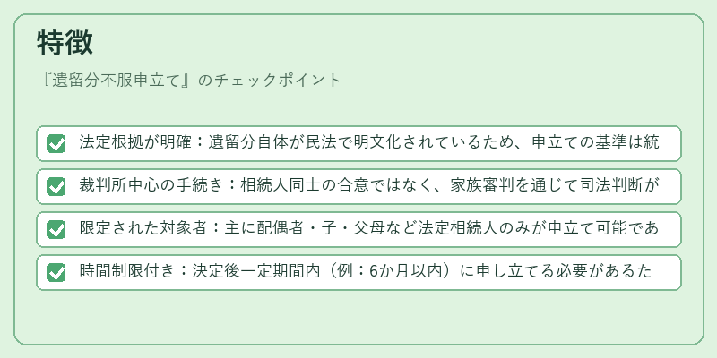 特徴(遺留分不服申立て)の図解