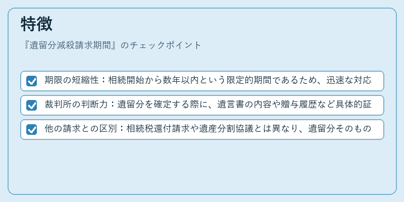 特徴（遺留分減殺請求期間）の図解