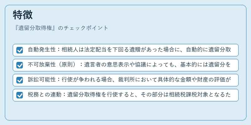 特徴（遺留分取得権）の図解
