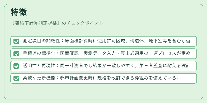 特徴（容積率計算測定規格）の図解