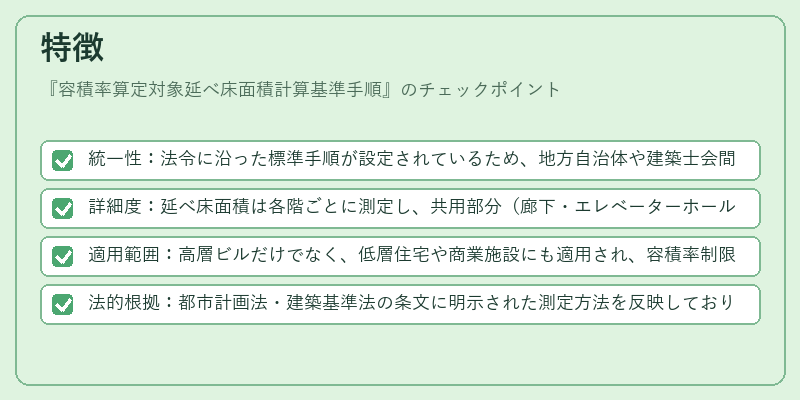 特徴（容積率算定対象延べ床面積計算基準手順）の図解