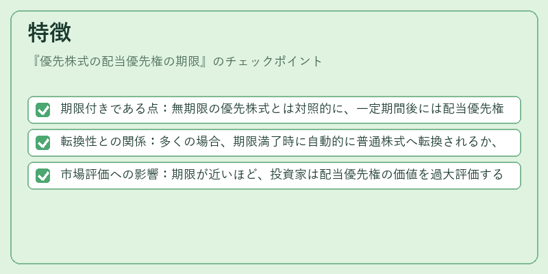 特徴（優先株式の配当優先権の期限）の図解
