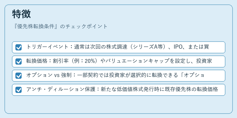 特徴（優先株転換条件）の図解