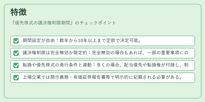 特徴（優先株式の議決権制限期間）の図解