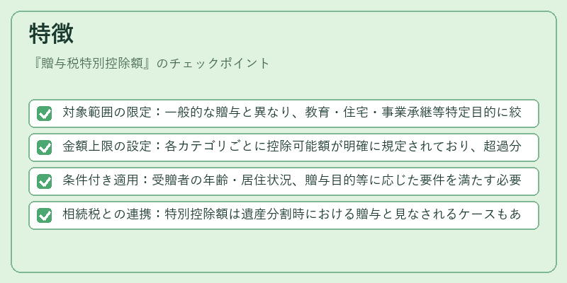 特徴（贈与税特別控除額）の図解
